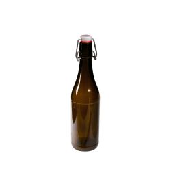 Garrafa de vidro âmbar hermética 500 ml, com tampa de porcelana - Ah table