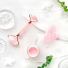 Pack rolo massajador facial+Gua Sha de quartzo rosa - Zen Arome