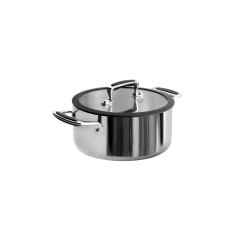 Olla de aço inoxidável com tampa de vidro, trimetal, 18 cm - Lacor