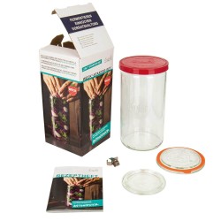 Tarro de fermentación de cristal 1500 ml + tapa y pesa de cristal - Weck
