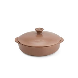Cazuela de cerâmica grés 20 cm com tampa, canela - Topgres