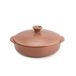 Cazuela de cerâmica grés 25 cm com tampa, canela - Topgres