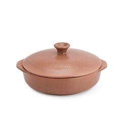 Cazuela de cerâmica de grés para indução de 25 cm com tampa, canela - Topgres