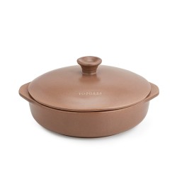 Cazuela de cerâmica de grés para indução de 32 cm com tampa, canela - Topgres