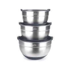 Set de 3 tigelas de aço inoxidável com tampa de plástico - Lacor