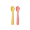 Conjunto de 2 colheres de silicone para bebês, cor coral e amarelo - Ekobo
