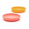 Set de 2 pratos com ventosas para bebé, cor amarela e coral - Ekobo