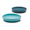 Conjunto de 2 pratos com ventosas para bebé, cor azul e turquesa - Ekobo