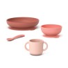 Conjunto de bebé de 4 peças em silicone, coral - Ekobo