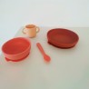 Conjunto de bebé de 4 peças em silicone, coral - Ekobo
