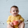 Jogo de 2 copos para bebês de silicone, coral e amarelo - Ekobo