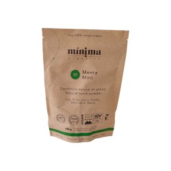 Pasta de dentes natural em pó, menta e salva, bolsa de 120 g - Mínima Organics