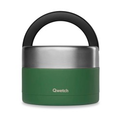 Fiambrera térmica Qwetch em aço inoxidável com bandeja removível, verde - 850 ml