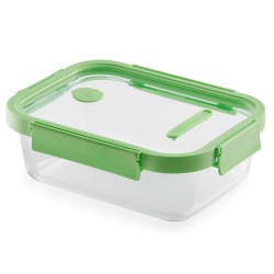Marmita de vidro hermética, retangular, com tampa com válvula, 1520 ml - Lekue