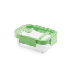 Tupperware de vidro hermético, retangular, com tampa com válvula, 370 ml - Lekue