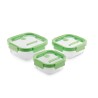 Conjunto de 3 caixas de vidro herméticas, quadradas, com tampa com válvula - Lekue