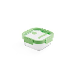 Tupperware de vidro hermético, quadrado, com tampa com válvula, 320 ml - Lekue