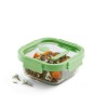 Tupperware de vidro hermético, quadrado, com tampa com válvula, 320 ml - Lekue