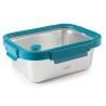 Fiambrera hermética de acero inoxidable rectangular Etern, con tapa de cristal, 1200 ml - Lacor