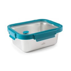 Fiambrera hermética de acero inoxidable rectangular Etern, con tapa de cristal, 800 ml - Lacor