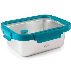 Fiambrera hermética de aço inoxidável retangular Etern, com tampa de vidro, 1800 ml - Lacor