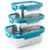 Fiambrera hermética de acero inoxidable rectangular Etern, con tapa de cristal, 1800 ml - Lacor