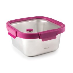 Fiambrera hermética cuadrada de acero inoxidable Etern con tapa de cristal, 1500 ml - Lacor