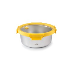 Fiambrera hermética redonda de aço inoxidável Etern com tampa de vidro, 700 ml - Lacor