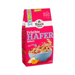 Muesli de flocos de aveia integral sem glúten com frutas desidratadas, ecológico - Bauckhof
