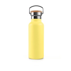 Garrafa térmica em aço inoxidável, 500 ml, amarela - Bambaw