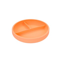 Prato com compartimentos e ventosa para bebê de silicone platino, cor laranja - Lurch