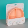 Prato com compartimentos e ventosa para bebê de silicone platino, cor laranja - Lurch