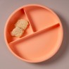 Prato com compartimentos e ventosa para bebê de silicone platino, cor laranja - Lurch