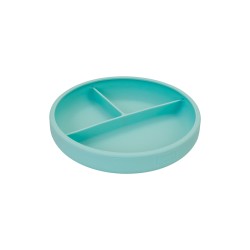 Prato com compartimentos e ventosa para bebê de silicone platina, cor azul - Lurch