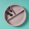 Prato com compartimentos e ventosa para bebê de silicone platino, cor cinza - Lurch