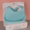 Babete de bebé em silicone de platina, azul - Lurch