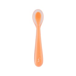 Colher de silicone platina para bebês, cor laranja - Lurch