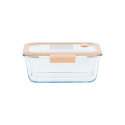 Fiambrera de vidro hermética, retangular com tampa com válvula, 460 ml - Pebbly