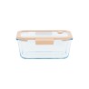 Fiambrera de vidro hermética, retangular com tampa com válvula, 460 ml - Pebbly