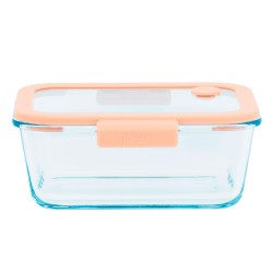 Fiambrera de cristal hermética, retangular com tampa com válvula, 1900 ml - Pebbly
