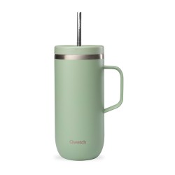 Copo térmico de aço inoxidável com palhinha, 600 ml, verde - Qwetch