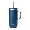 Caneca térmica de aço inoxidável com palhinha, 600 ml, azul - Qwetch
