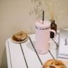 Taza térmica acero inoxidable con pajita, 600 ml, rosa - Qwetch