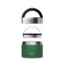Fiambrera térmica Qwetch em aço inoxidável com bandeja removível, verde - 850 ml