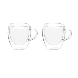 Pack 2 canecas de vidro de parede dupla, 220 ml - Ibili
