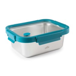 Fiambrera hermética rectangular de acero inoxidable Etern con tapa de cristal, 820 ml - Lacor