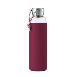 Garrafa de vidro hermética com tampa de aço inoxidável, 600 ml, granada - Black & Blum