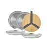 Pack de 4 pratos rasos em aço inoxidável com tampa de bambu - Black & Blum