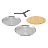 Pack de 4 pratos rasos em aço inoxidável com tampa de bambu - Black & Blum