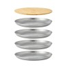 Pack 4 platos llanos de acero inoxidable con tapa de bambú - Black & Blum
